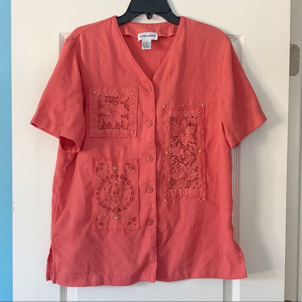 Alfred Dunner shirt coral color size 12